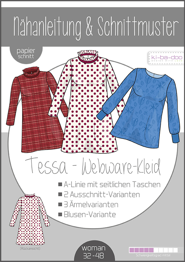 KI-BA-DOO Tessa Kleid Bluse Tunika Damen Papierschnittmuster KI-BA-DOO Tessa Kleid Bluse Tunika Damen Papierschnittmuster