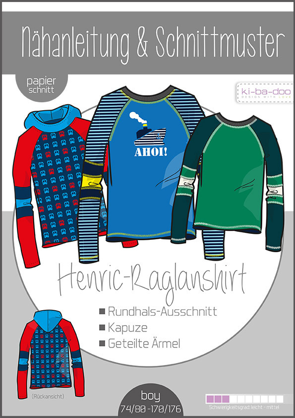 KI-BA-DOO Henric RaglanShirt Jungen Papierschnittmuster KI-BA-DOO Henric RaglanShirt Jungen Papierschnittmuster