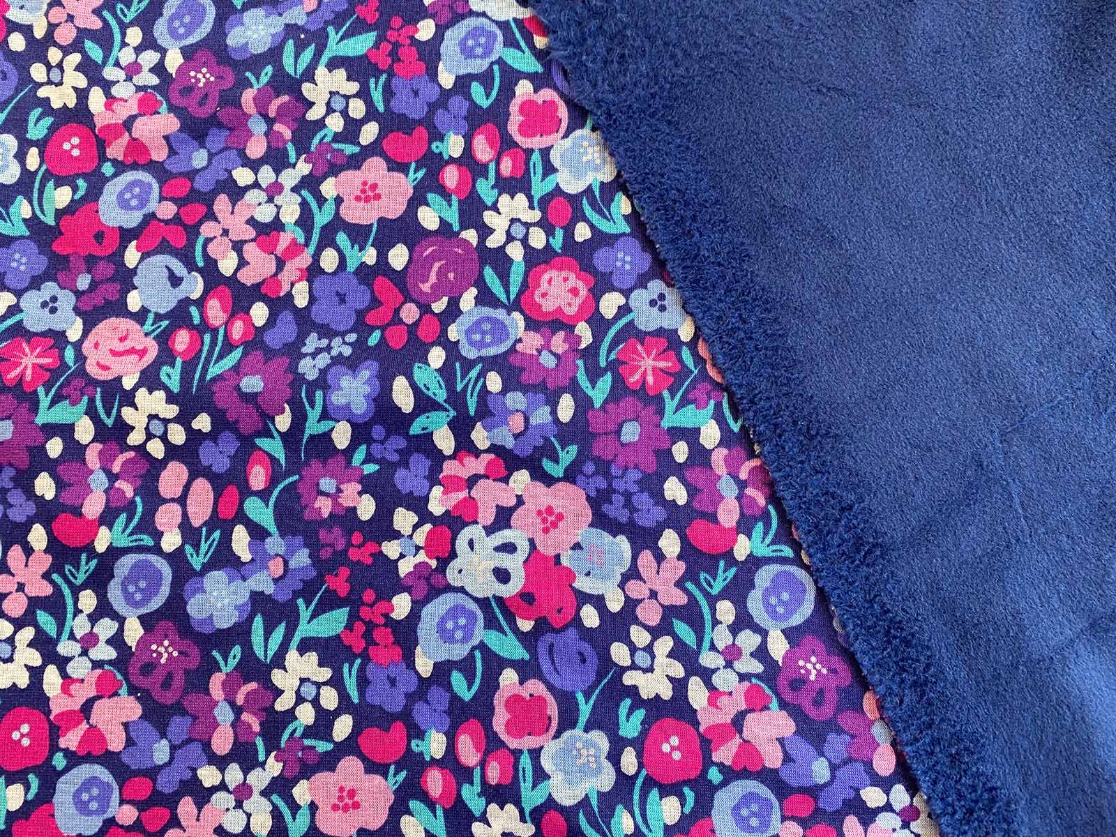 Alpenfleece - Blumen - blau/lila