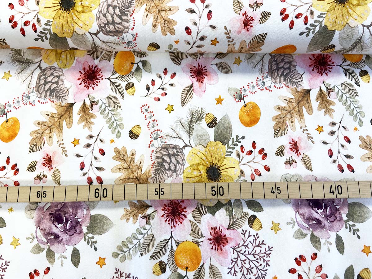 Jersey - "Autumn Bouqet" in weiß mit Blumen | Hilco Jersey - "Autumn Bouqet" in weiß mit Blumen | Hilco