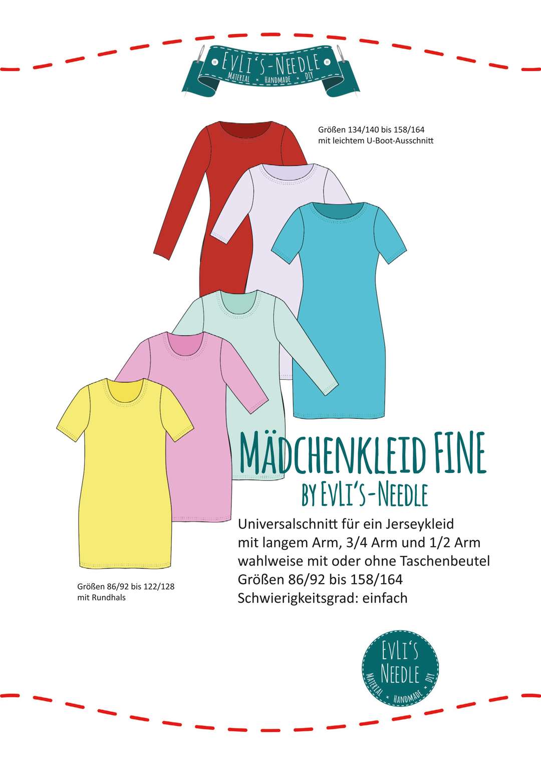 EvLi’s-Needle Mädchenkleid Fine Papierschnittmuster EvLi’s-Needle Mädchenkleid Fine Papierschnittmuster