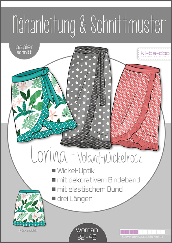 KI-BA-DOO Lorina Volant-Wickelrock Damen Papierschnittmuster KI-BA-DOO Lorina Volant-Wickelrock Damen Papierschnittmuster