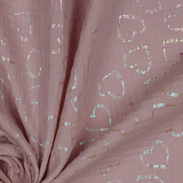 Musselin „Glitzer-Herzen“ in Sanftrosa