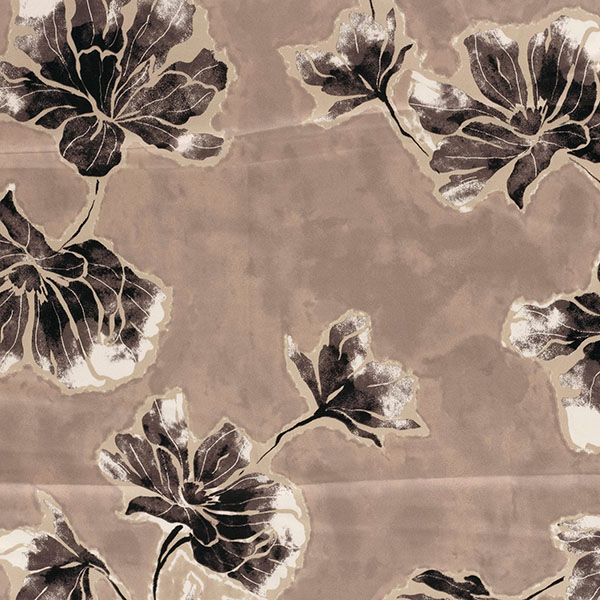 Satin Duchesse „Abstrakte Blumen“ in Taupe Grau