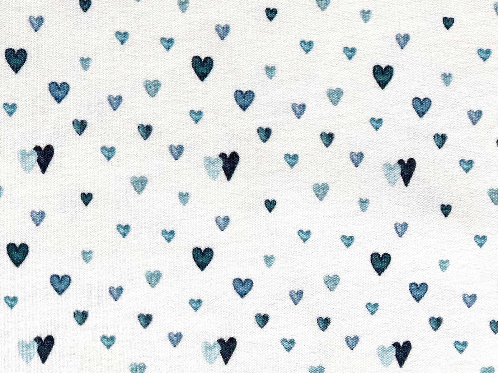 French Terry - Lovely Hearts in blau French Terry - Lovely Hearts in blau