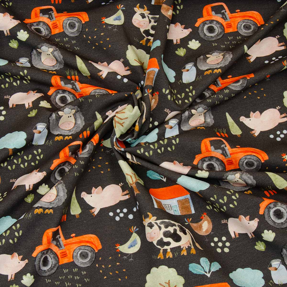 Baumwolljersey - Littel Farm schwarz - Hilco Baumwolljersey - Littel Farm schwarz - Hilco