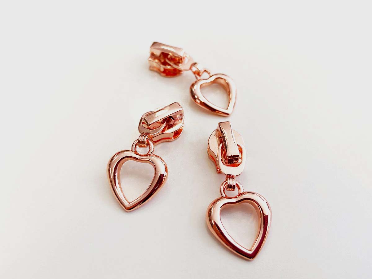 Zipper für Reißverschlüsse - Herz/rosègold  Zipper für Reißverschlüsse - Herz/rosègold