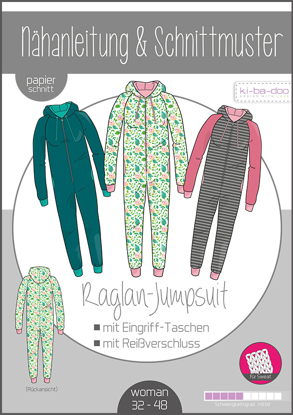KI-BA-DOO Raglan Jumpsuit Damen Papierschnittmuster KI-BA-DOO Raglan Jumpsuit Damen Papierschnittmuster