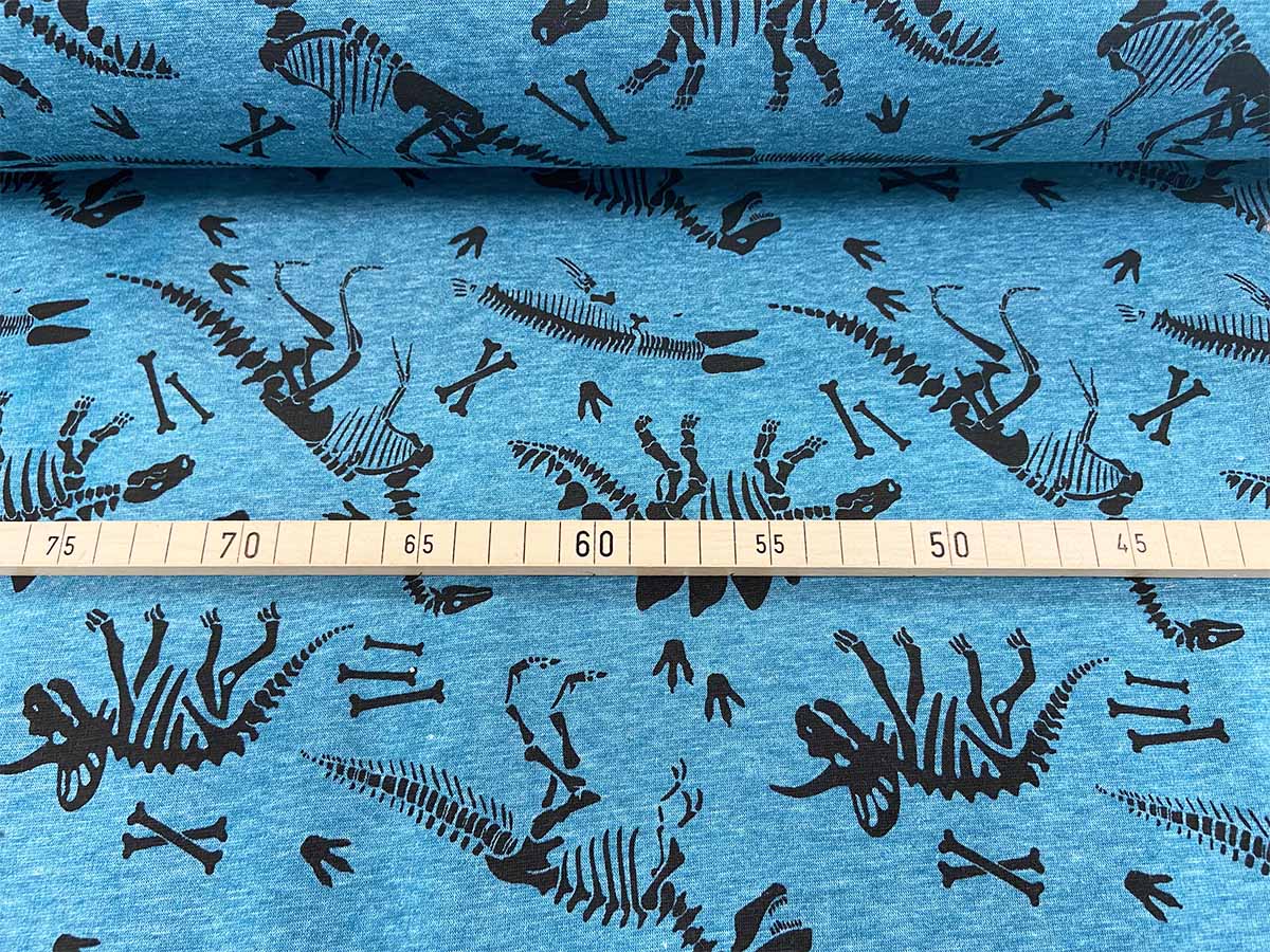 Alpenfleece - Eiger mit Dinosauriern in blau Alpenfleece - Eiger mit Dinosauriern in blau
