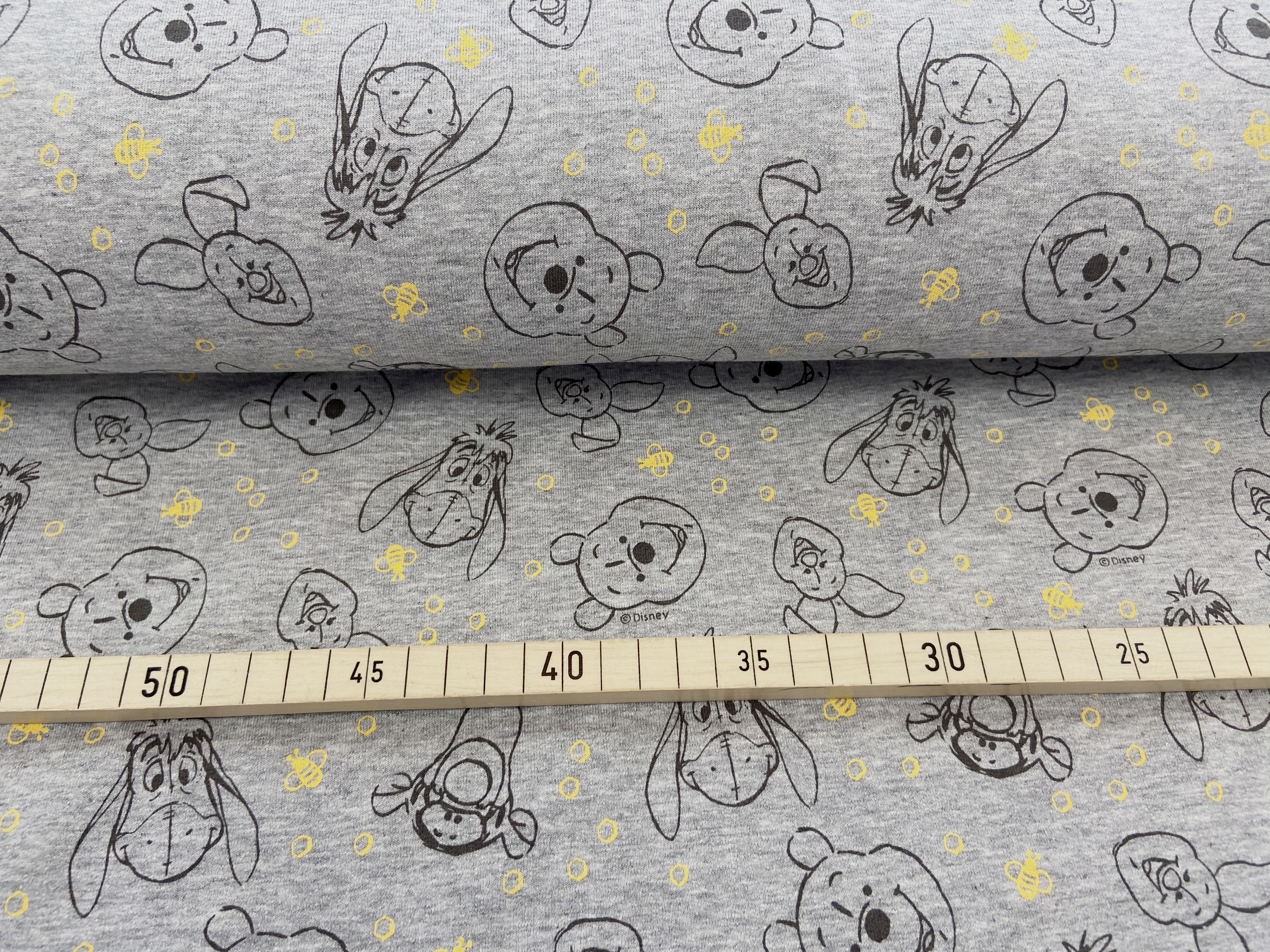 French Terry - Winnie Pooh in grau French Terry - Winnie Pooh in grau