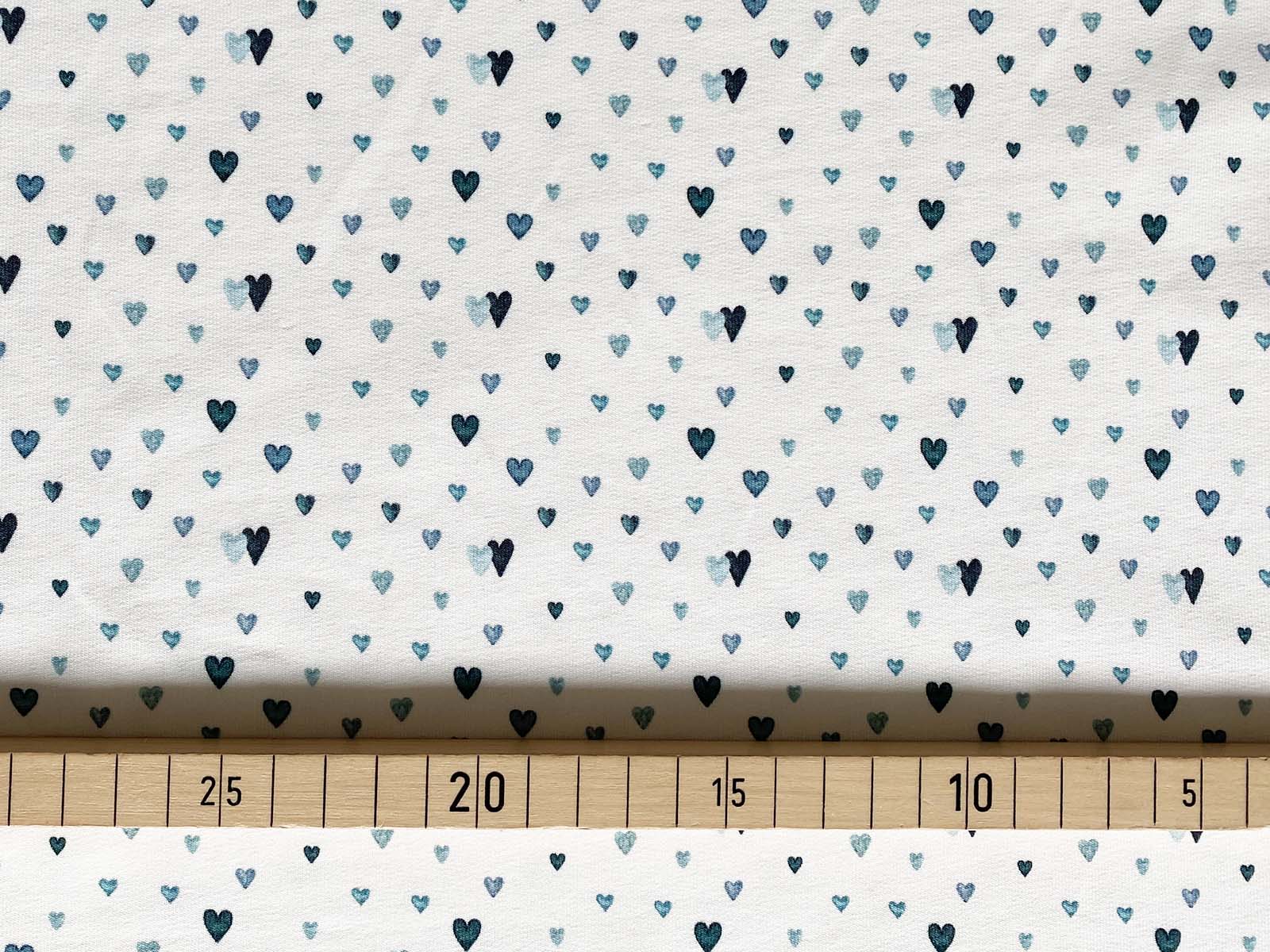 French Terry - Lovely Hearts in blau French Terry - Lovely Hearts in blau