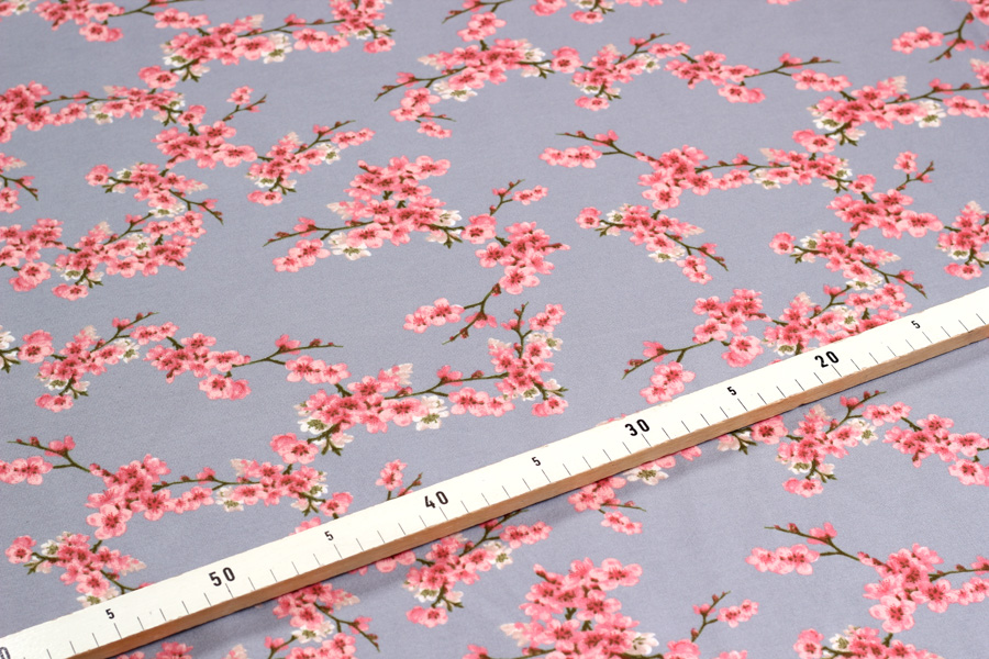 Bio-Sweat - Cherry Blossom rauchblau designed by Poppy Bio-Sweat Cherry Blossom in grau von VERHEES TEXTILES
