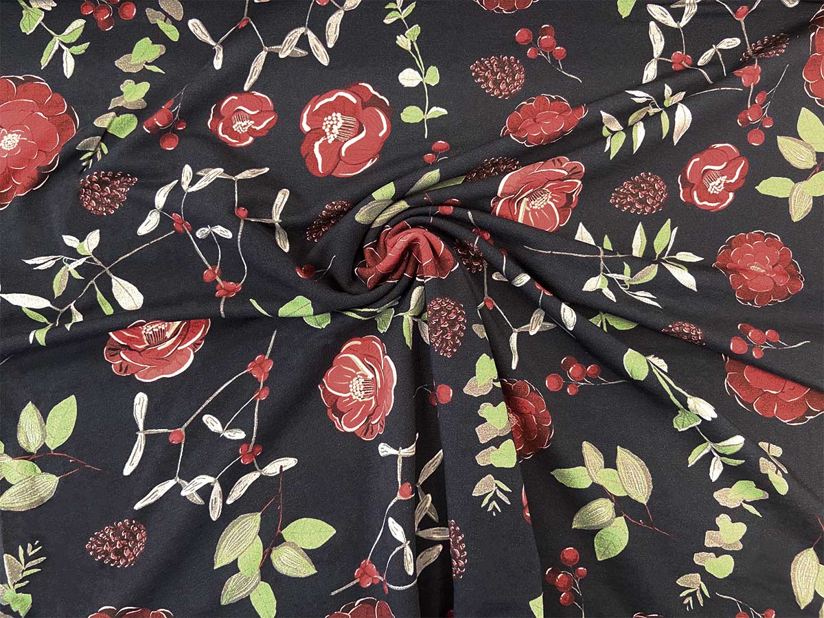 French Terry - "Yva" rote Blumen | Swafing French Terry - "Yva" rote Blumen | Swafing