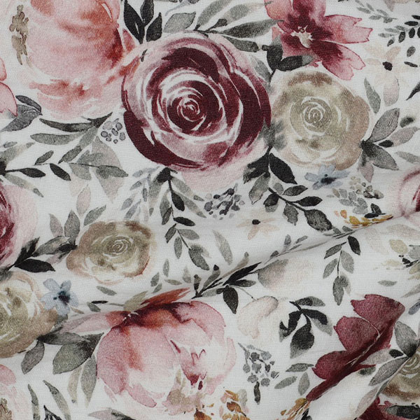 Musselin „Vintage Blüten“ in Weiß