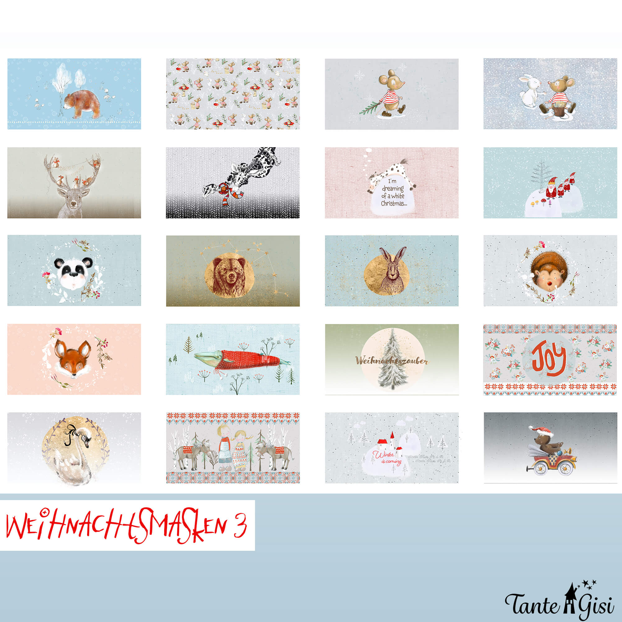 Bio-Baumwolle Panele Weihnachtsmasken 3 für Gesichtsmasken von Lillestoff Bio-Baumwolle Panele Weihnachtsmasken 3 für Gesichtsmasken von Lillestoff