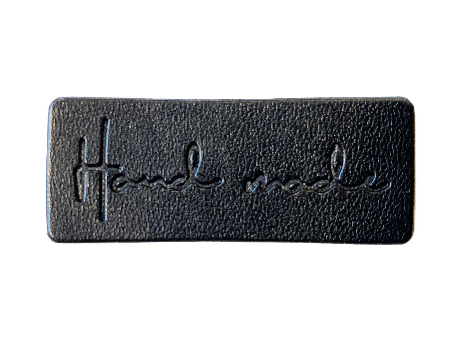 Label aus Kunstleder - "Hand made" in schwarz