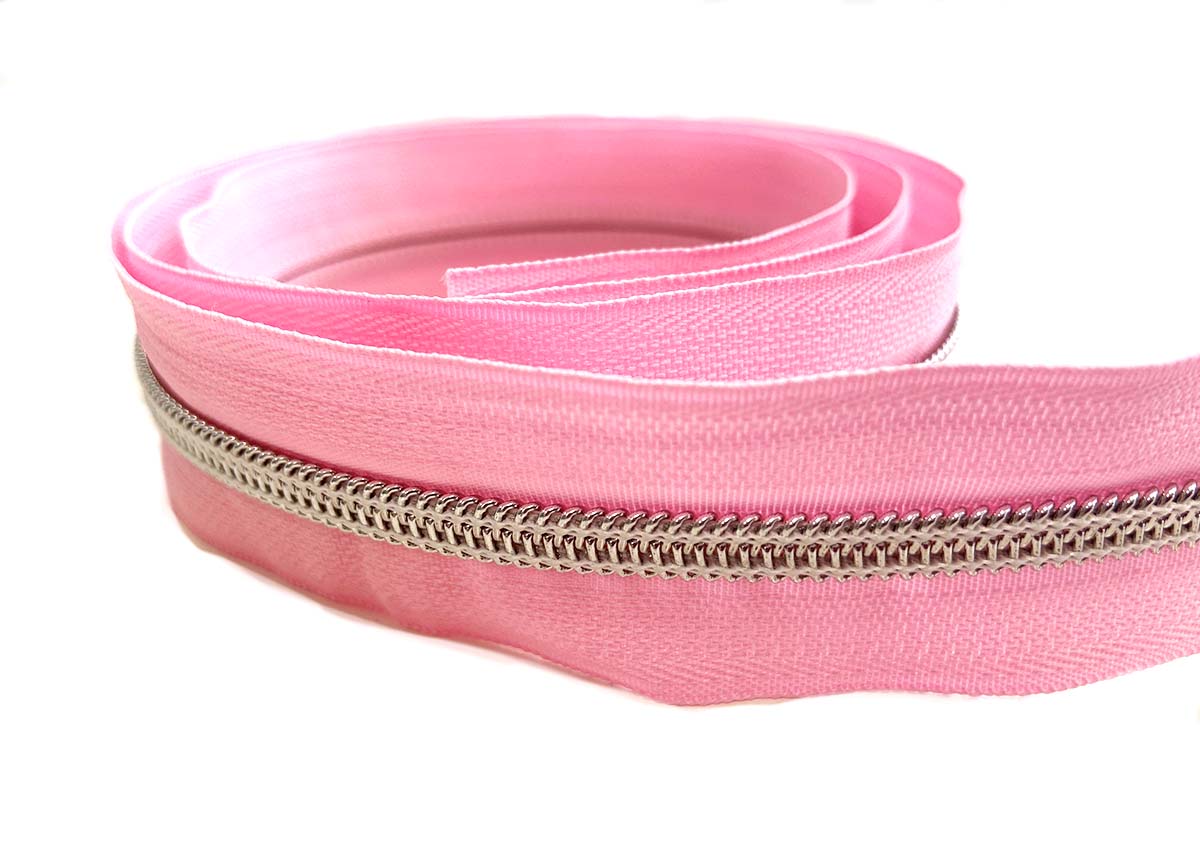 Reißverschluss in rosa/silber - 1m - endlos 