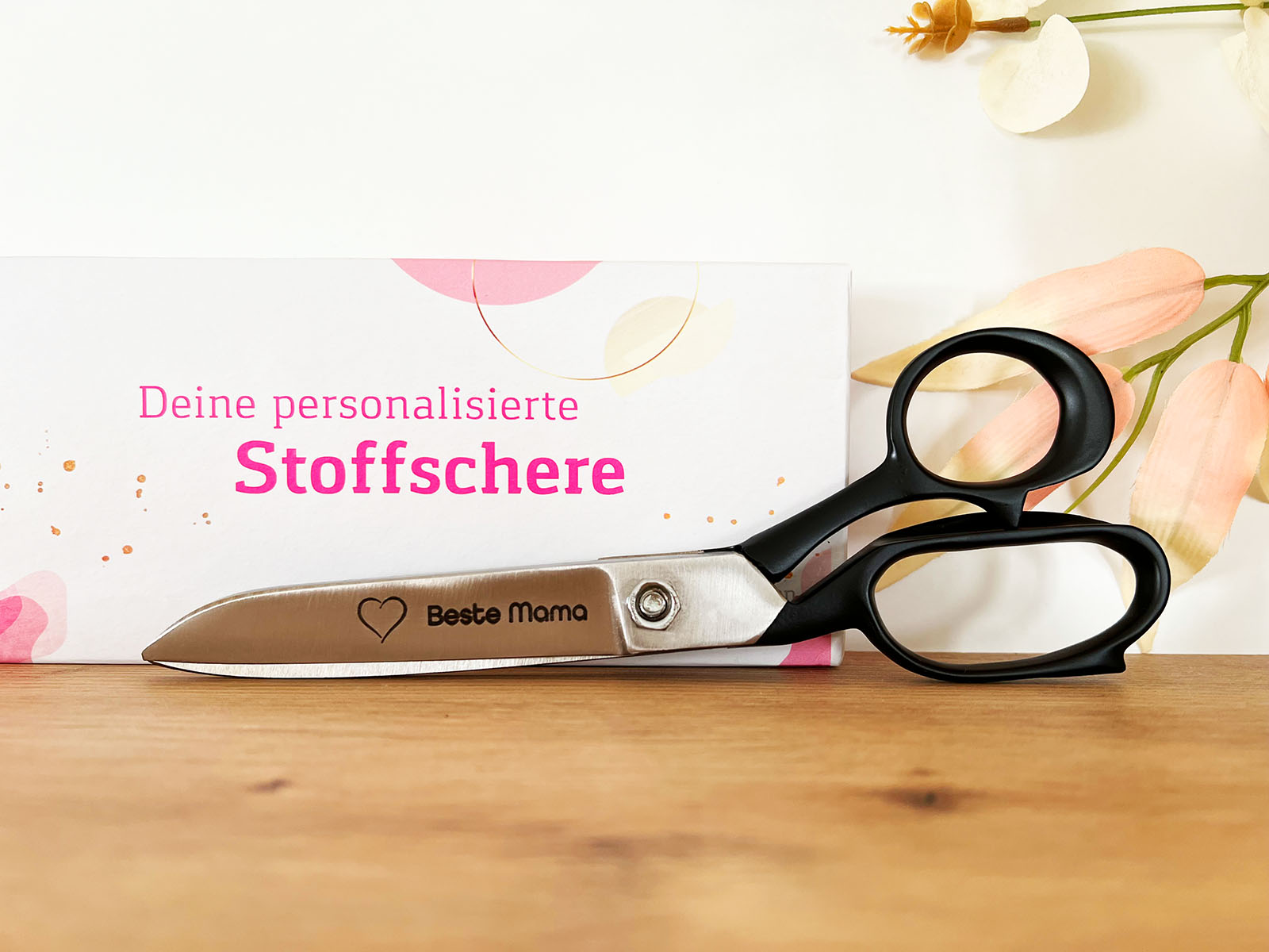 Stoffschere Linkshänder - mit Gravur - schwarz Stoffschere Linkshänder - mit Gravur - schwarz