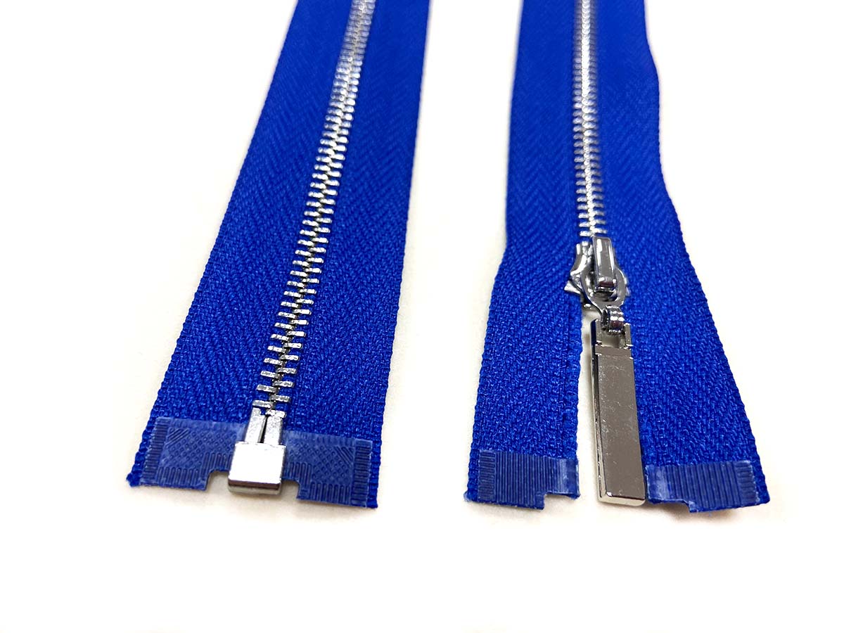 Reißverschluss in blau/silber - teilbar     