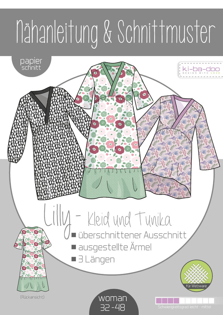 KI-BA-DOO Lilly Kleid Boho Tunika Damen Papierschnittmuster KI-BA-DOO Lilly Kleid Boho Tunika Damen Papierschnittmuster