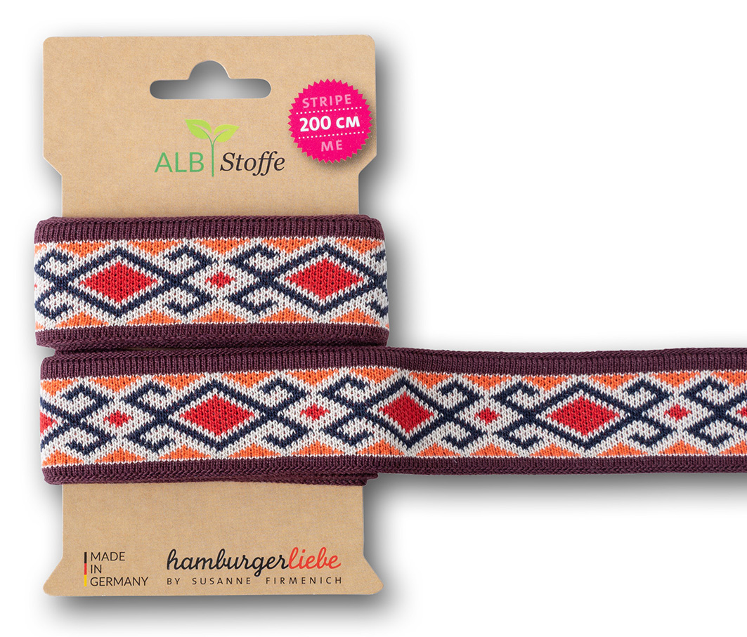 Jacquard-Band - STRIPE ME "Icon" in rot/orange 3,5 cm - HAMBURGER LIEBE & ALBSTOFFE Jacquard-Band - STRIPE ME "Icon" in rot/orange 3,5 cm - HAMBURGER LIEBE & ALBSTOFFE