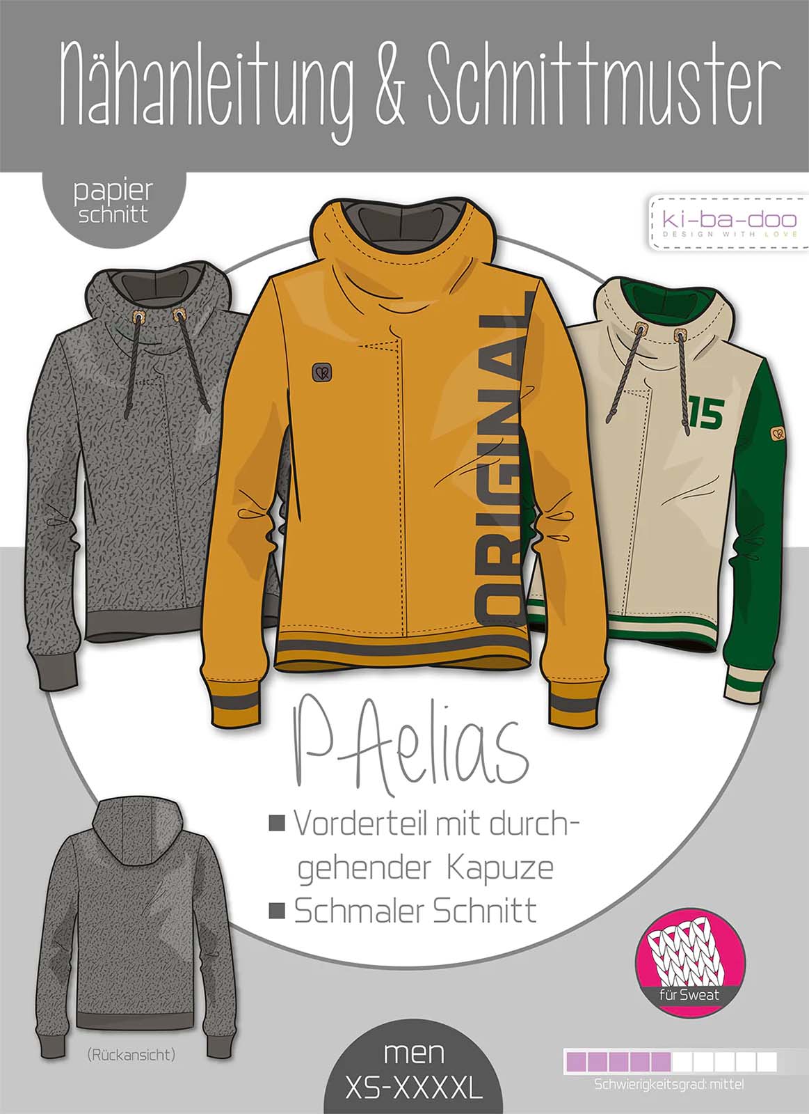KI-BA-DOO PAelias Hoodie Herren Papierschnittmuster KI-BA-DOO PAelias Hoodie Herren Papierschnittmuster