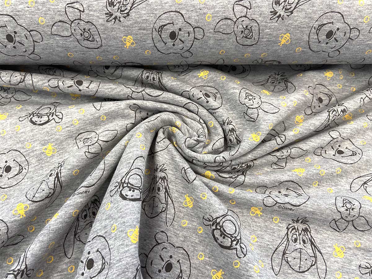 French Terry - Winnie Pooh in grau French Terry - Winnie Pooh in grau