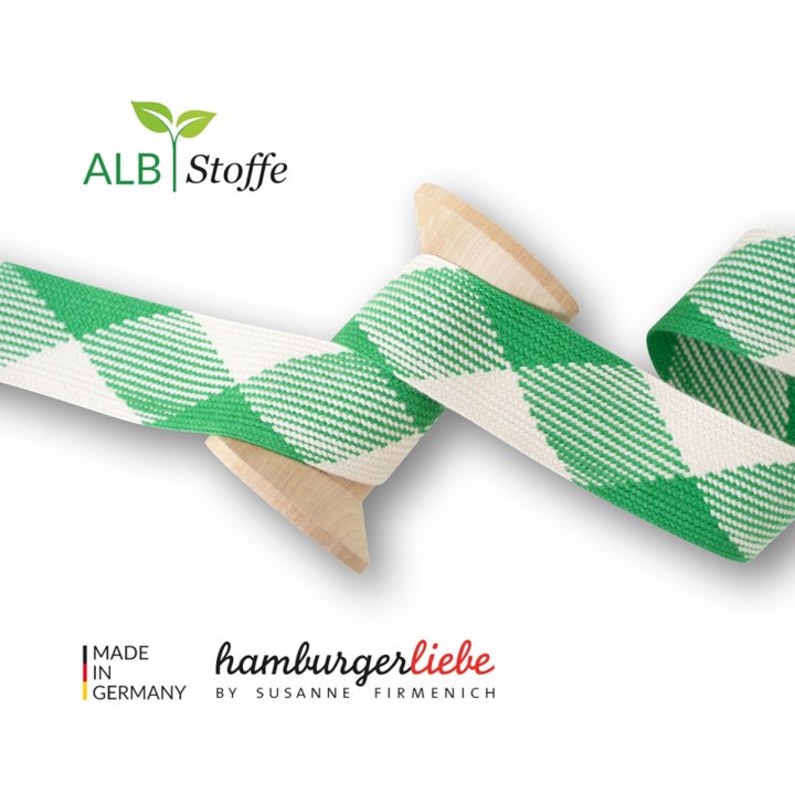 Kordeln - TWIST ME "Flat" grün / weiß  3,5 cm - HAMBURGER LIEBE & ALBSTOFFE Kordeln - TWIST ME "Flat" grün / weiß  3,5 cm - HAMBURGER LIEBE & ALBSTOFFE
