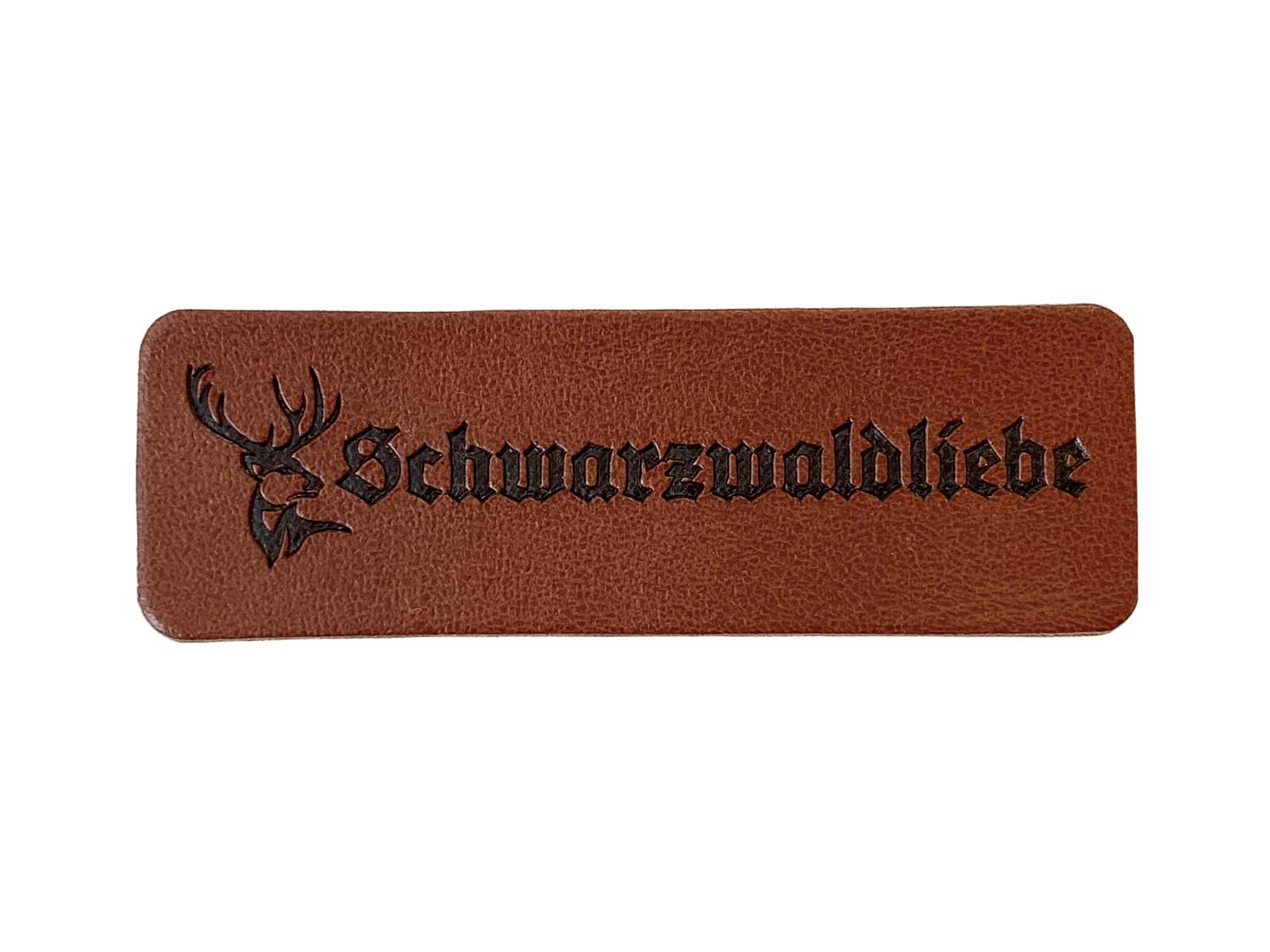 Label aus Kunstleder - "Schwarzwaldliebe" in dunkelbraun Label aus Kunstleder - "Schwarzwaldliebe" in dunkelbraun