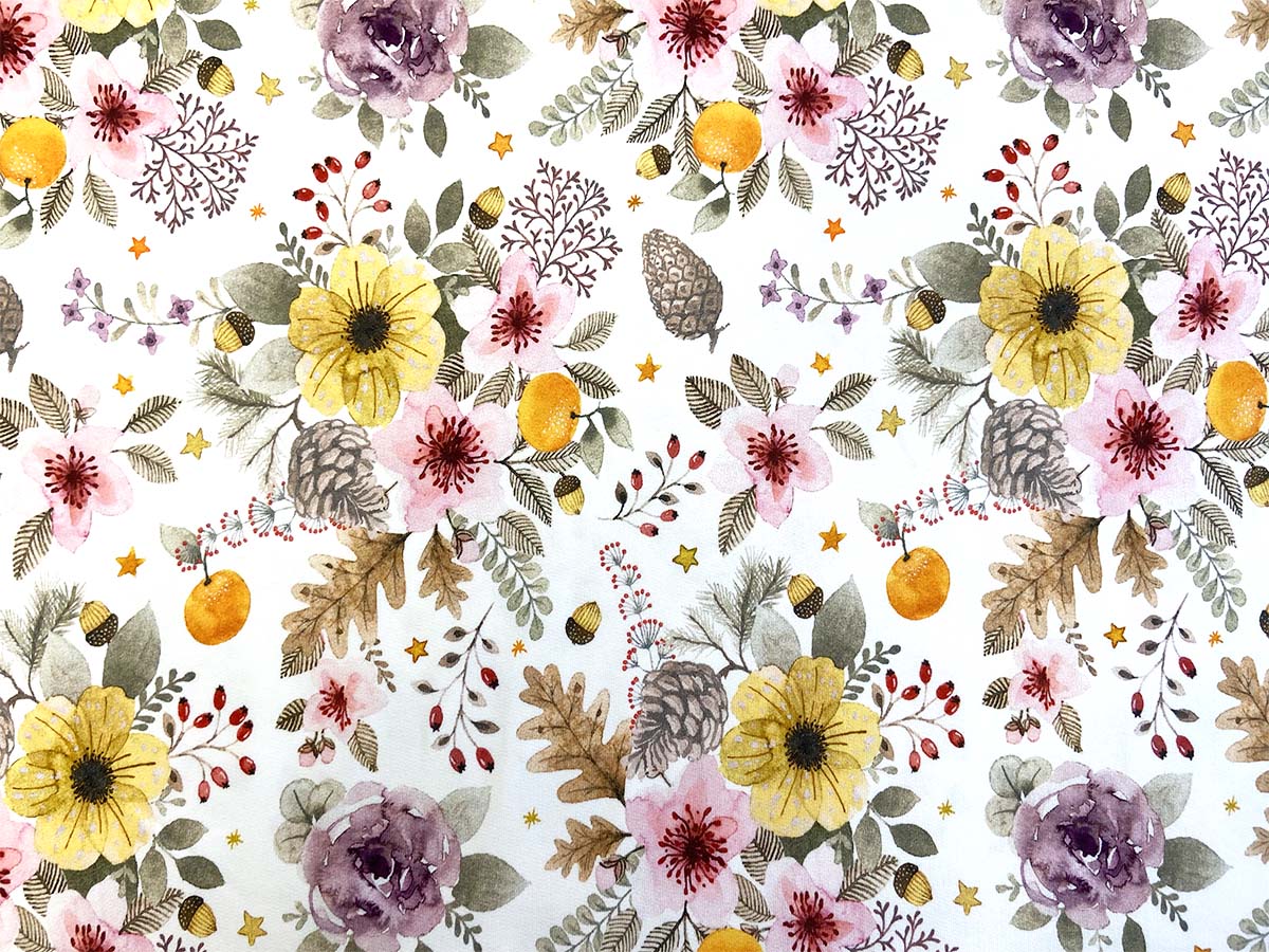 Jersey - "Autumn Bouqet" in weiß mit Blumen | Hilco Jersey - "Autumn Bouqet" in weiß mit Blumen | Hilco