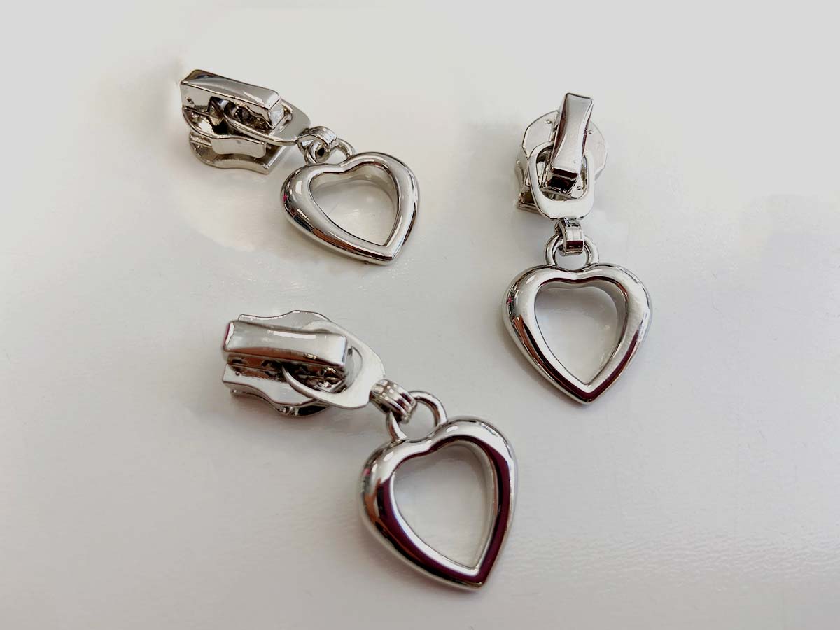 Zipper für Reißverschlüsse - Herz/silber Zipper für Reißverschlüsse - Herz/silber
