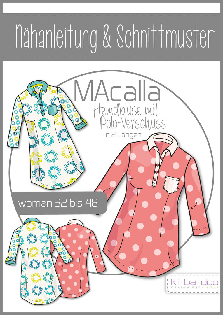 KI-BA-DOO MAcalla Hemdbluse Damen Papierschnittmuster KI-BA-DOO MAcalla Hemdbluse Damen Papierschnittmuster