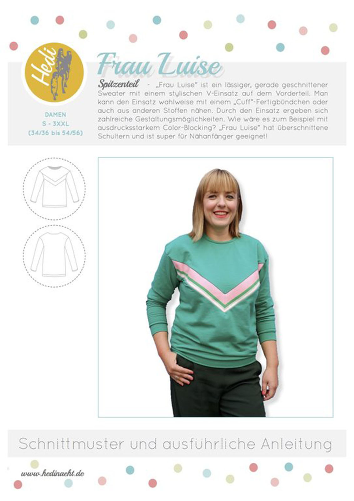 HEDI NÄHT Luise Sweater Damen Papierschnittmuster HEDI NÄHT Luise Sweater Damen Papierschnittmuster