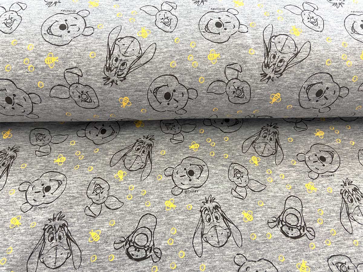 French Terry - Winnie Pooh in grau French Terry - Winnie Pooh in grau
