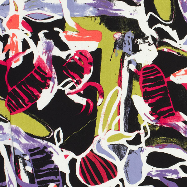 Viskose Popeline „Abstrakte Blumen“ in Violett