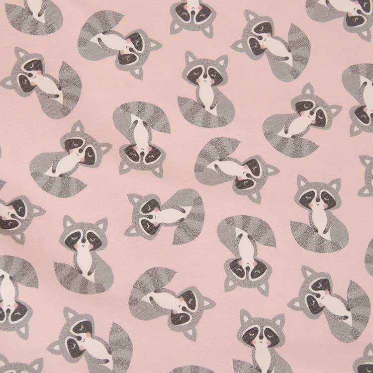 Jersey - Baby Friends rosa mit Waschbär von Hilco  Jersey - Baby Friends rosa mit Waschbär von Hilco