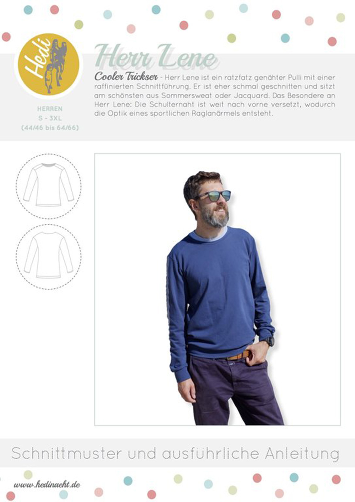 HEDI NÄHT Herr Lene Pullover Herren Papierschnittmuster HEDI NÄHT Herr Lene Pullover Herren Papierschnittmuster