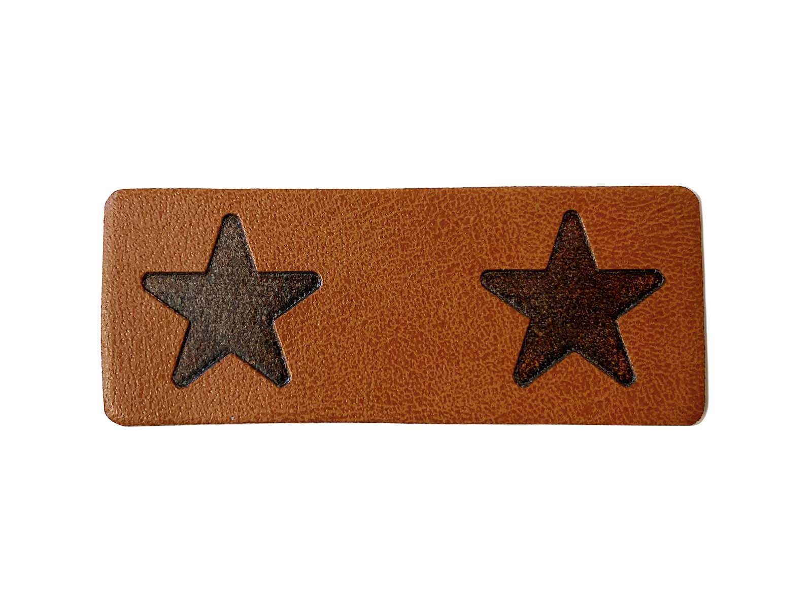 Label aus Kunstleder - Stern faltbar in braun Label aus Kunstleder - Stern faltbar in braun