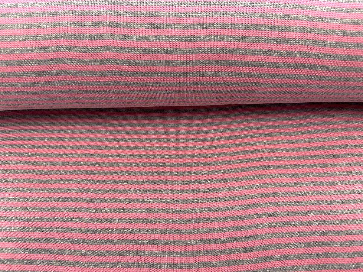 Bündchen - rosa/grau gestreift