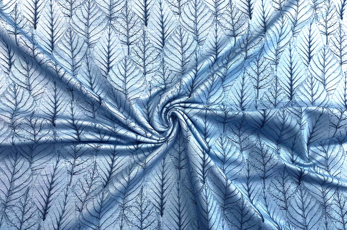 French Terry "Wild Leaves" in blau - Hilco   French Terry "Wild Leaves" in blau - Hilco
