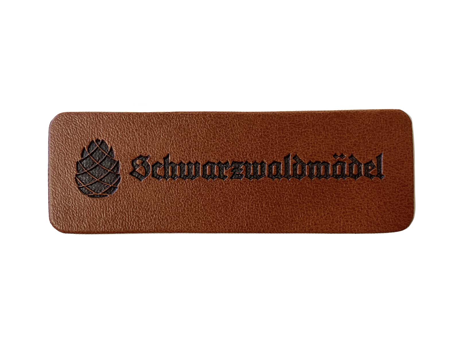 Label aus Kunstleder - "Schwarzwaldmädel" in dunkelbraun Label aus Kunstleder - "Schwarzwaldmädel" in dunkelbraun